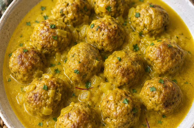 Albóndigas en salsa de azafrán - Spaanse gehaktballetjes in saffraansaus